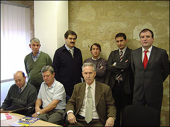 Benito Barriga de la ASVP, Gabriel Hortal, Cámara de Salamanca; Jesús González, Presidente de la  Asociación; Fernando Gómez; Cámara de Salamanca; J.R González, Consulproyect, Eusebio Criado y José Paniagua, ASVP, y Joaquín Vicente, OSPEA

