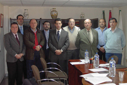 Miguel García,secretario de Sevilla; Fernando Martín, Jaime Gerbolés,  y Juan José Delgado,representantes de presidencia de COVEPRES;Juan Pablo Mateos, de Gaceta de Prensa,Antonio de la Rosa,vicepresidente de COVEPRES; Luis Carrión y Juan Franco, de Jeréz