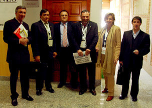 (De Izda. a Dcha.) Jorge Fernández de Kiosco24; Juan Vicioso, Presidente de COVEPRES; Isidro Herrero, Asesor Internacional; Manuel Soriano, Presidente de ACAD y Jesús González, Presidente de la Asociación de Vendedores de Prensa de Salamanca