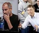 Ateve Jobs (izda.) y Bill Gates (dcha.)