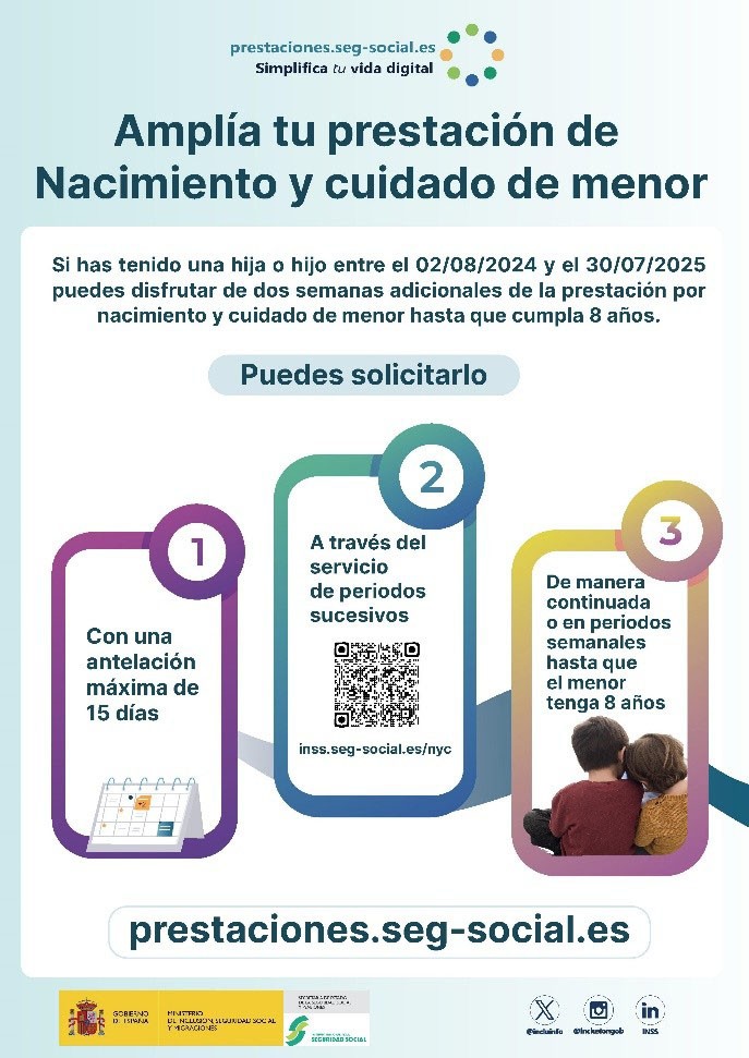La Seguridad Social informa sobre la solicitud de dos semanas extra de permiso parental
