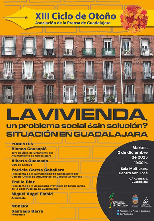 Jornada de debate sobre vivienda en Guadalajara el 2 de diciembre